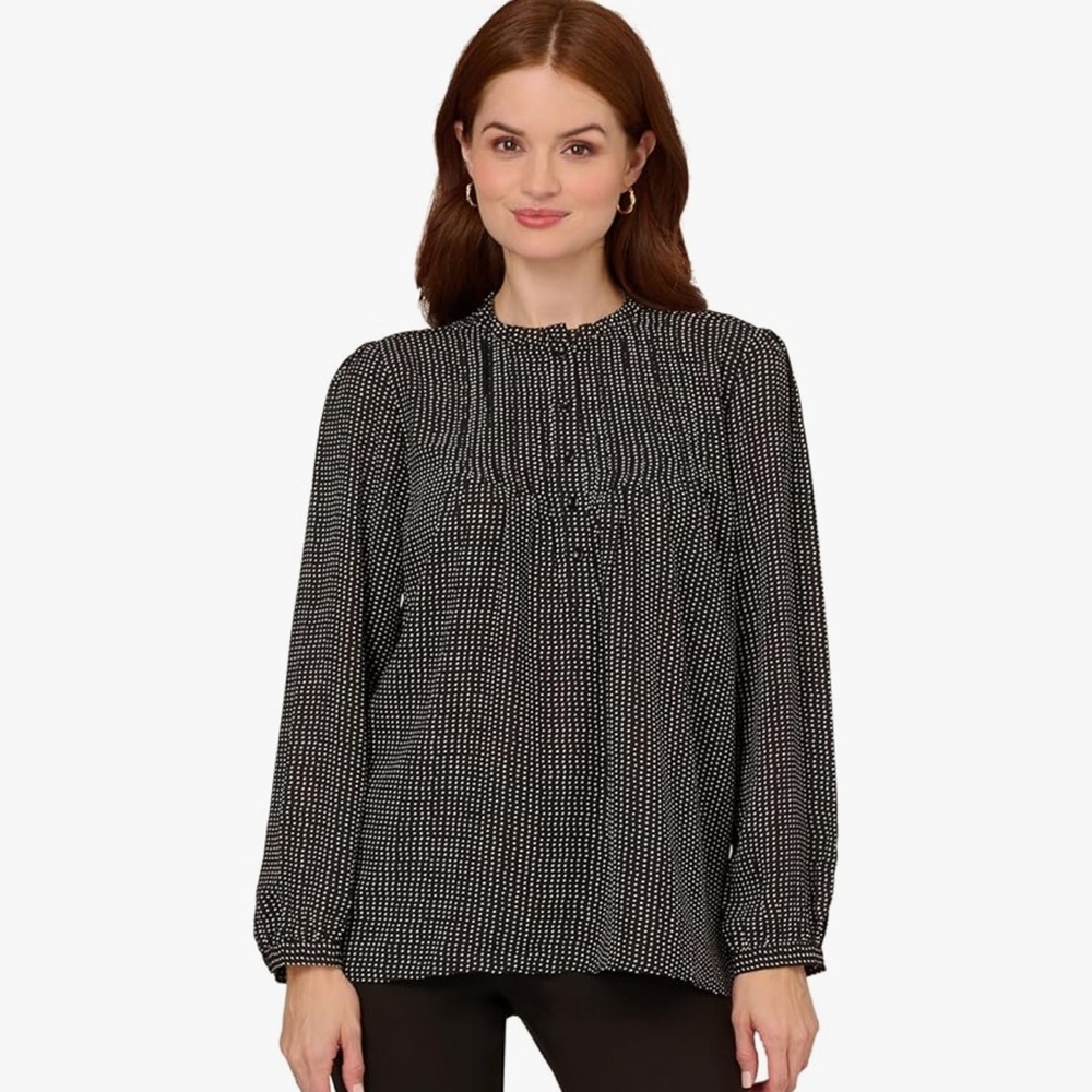 Adrianna Papell Women's Pintuck Button Down Blouse